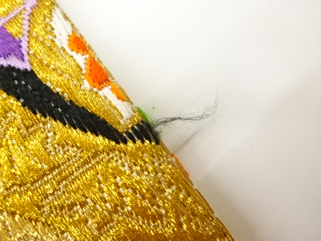  華文に花葉・鼓模様織出し袋帯